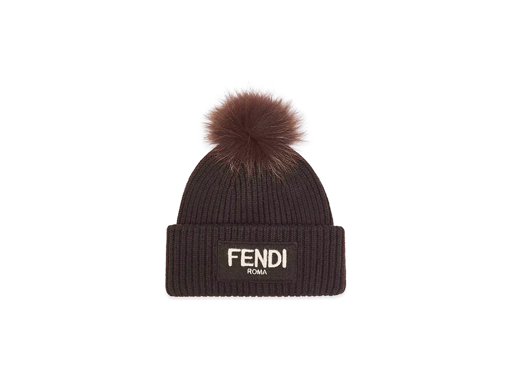 FENDI Women's Pompon Beanie "Brown"