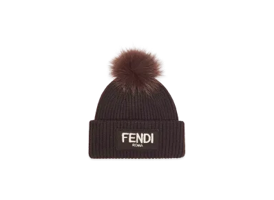 FENDI Women's Pompon Beanie "Brown"