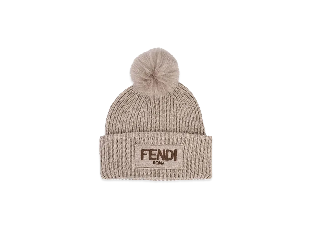 FENDI Women's Pompon Beanie "Beige"