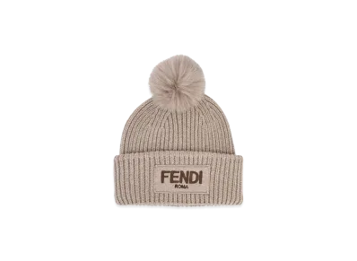 FENDI Women's Pompon Beanie "Beige"