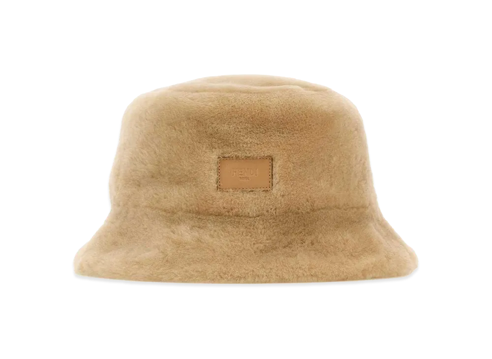 FENDI Women's Shearling Bucket Hat "Beige"