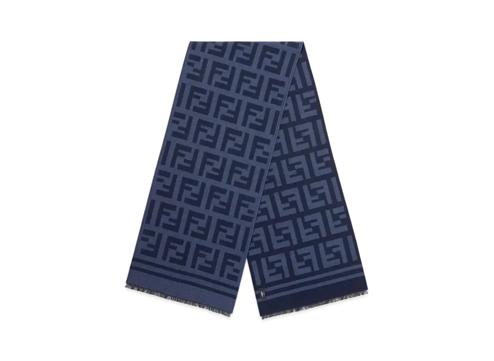 FENDI Scarf Wool and Silk "Blue"