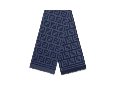 FENDI Scarf Wool and Silk "Blue"
