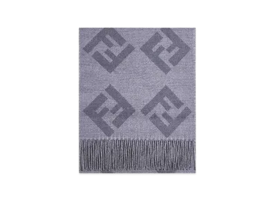 FENDI Embroidered Wool Scarf "Gray"