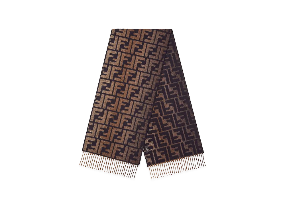FENDI Faded-Effect FF Jacquard Wool And Cashmere Scarf "Multicolor"