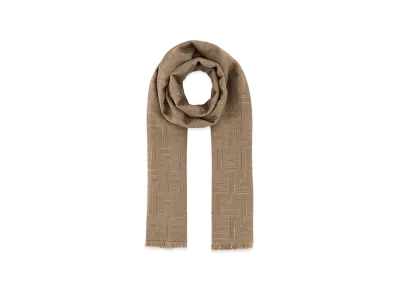 FENDI Embroidered Wool Blend Scarf "Beige"