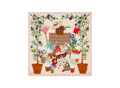 FENDI Women's Foulard 90x90 Stampa Gardening "Multicolor"