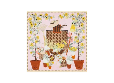 FENDI Women's Foulard 90x90 Stampa Gardening "Multicolor"
