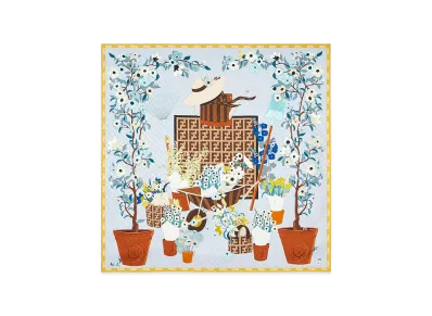 FENDI Women's Foulard 90x90 Stampa Gardening "Multicolor"