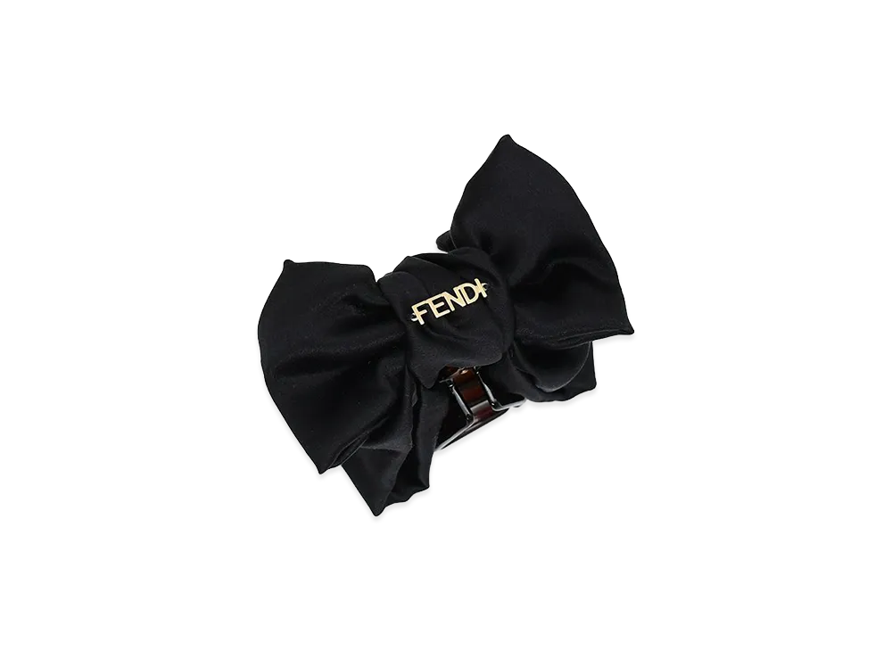 FENDI Women's Ribbon Motif Hair Clip "Black"