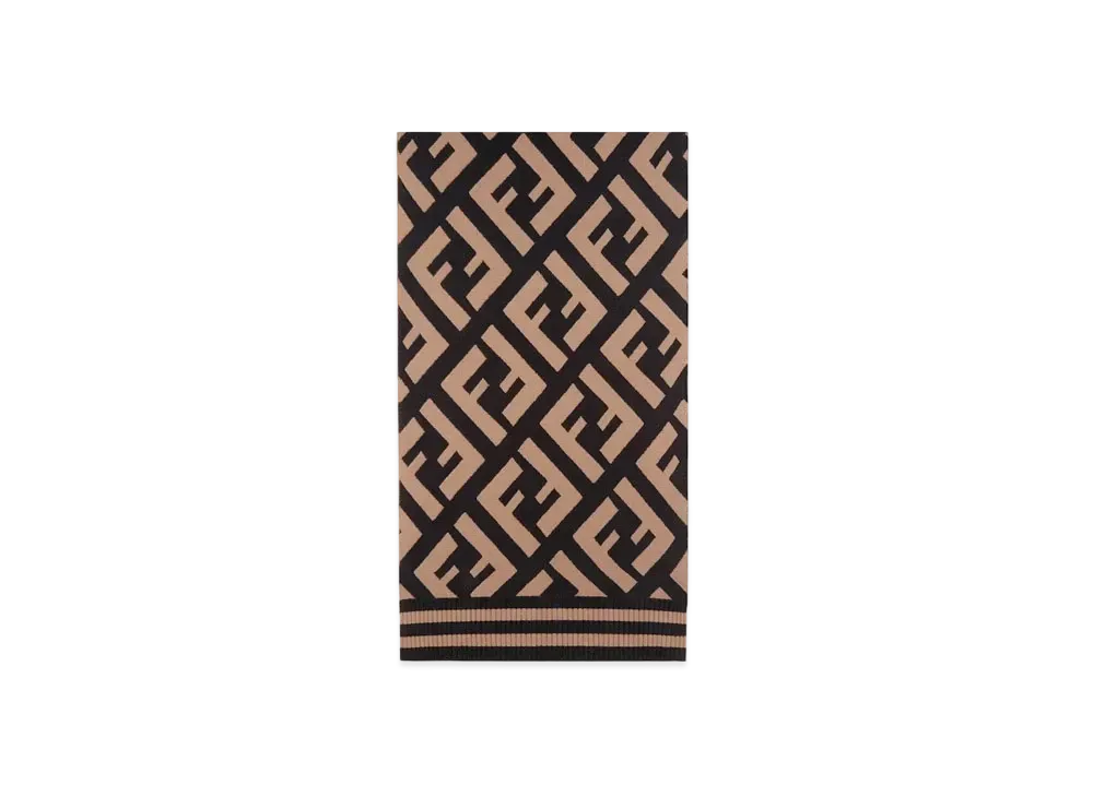 FENDI FF Scarf Wool & Viscose Shawl "Brown"