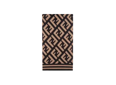 FENDI FF Scarf Wool & Viscose Shawl "Brown"