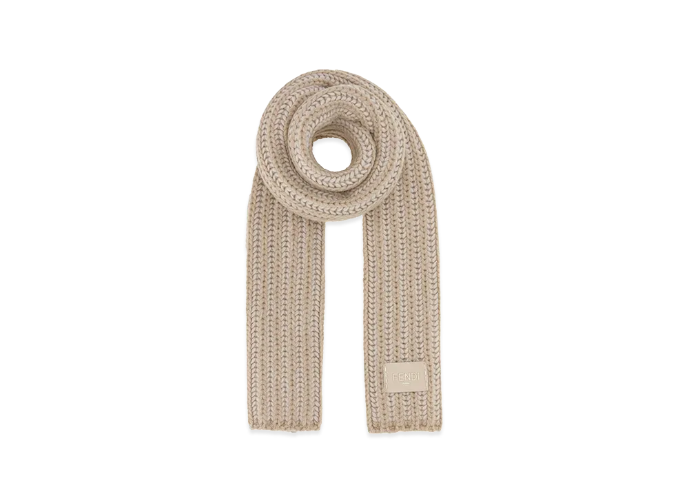 FENDI Women's Wool Blend Scarf "Sand Beige"