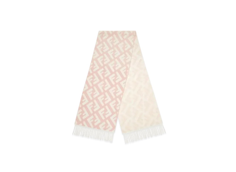 FENDI Wool & Cashmere FF Scarf "Pink"