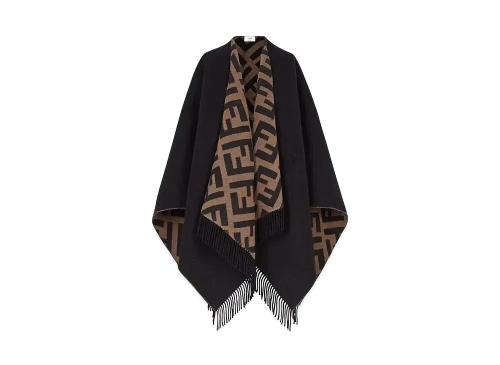 FENDI Wool & Cashmere FF Poncho "Multi Color"