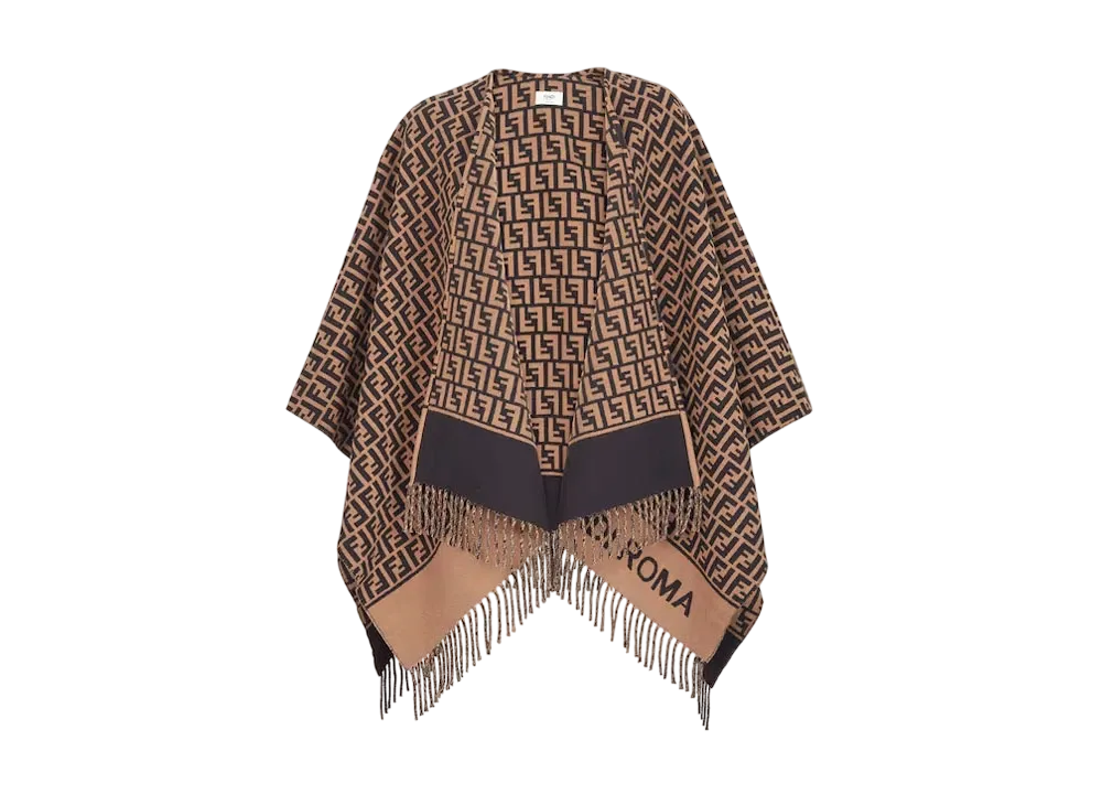 FENDI Poncho Wool and Cashmere "Brown"