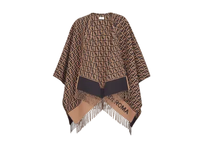FENDI Poncho Wool and Cashmere "Brown"