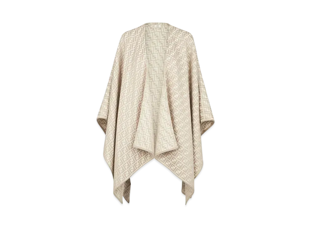 FENDI Poncho Wool & Silk "Beige"