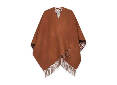 FENDI Women's Wool Blend Reversible Cape "Brown"