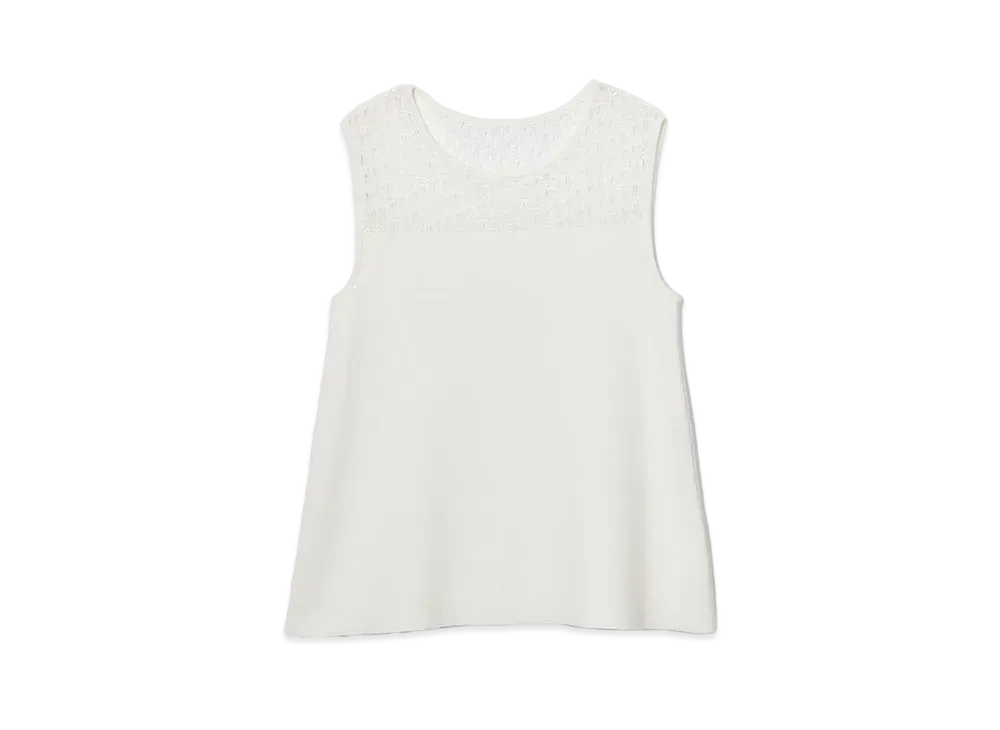 SAGA　美品 フォクシーNY タンクトップ 38 フォクシー ノースリーブ ニット タンクトップ ロゴプレート ベージュ