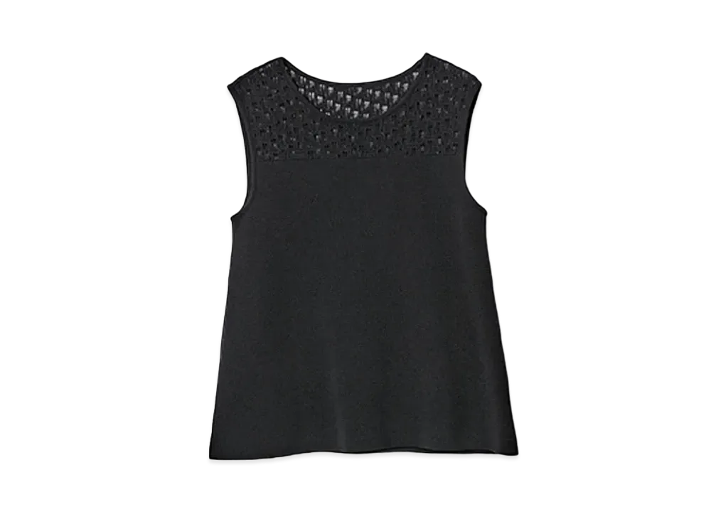 FOXEY 44632 Knit Top Lace Stitch Top "Black"