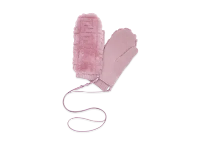 FENDI Gloves Sheepskin Mittens "Pink"