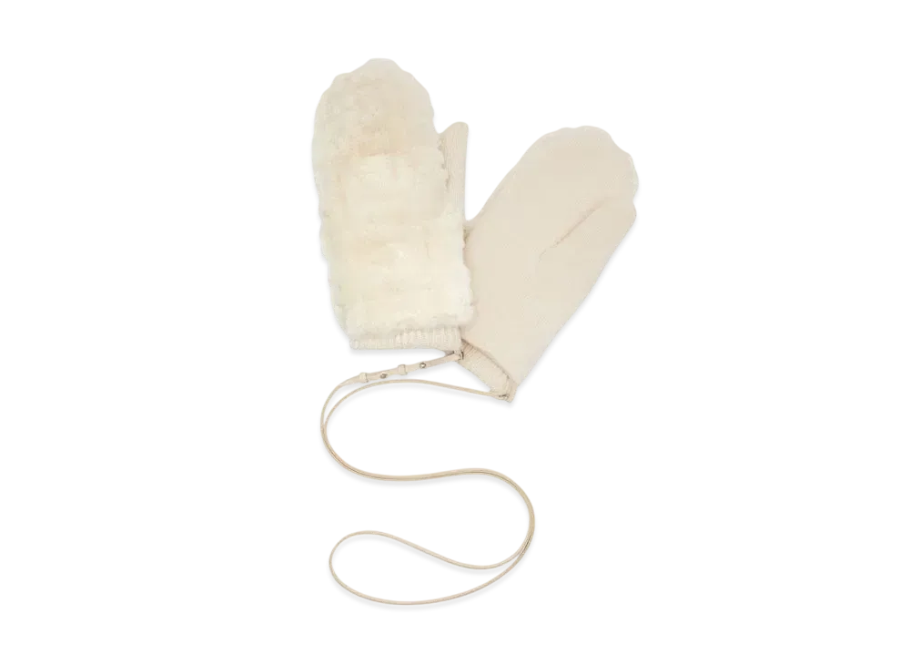 FENDI Gloves Sheepskin Mittens "White"