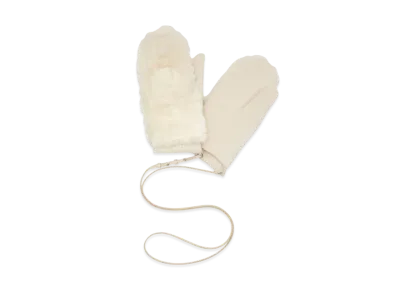 FENDI Gloves Sheepskin Mittens "White"