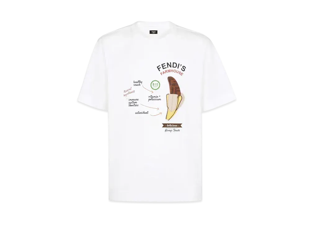 FENDI Men's Cotton T-Shirt Fendilicious "White"