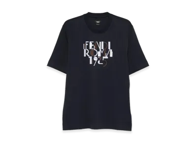 FENDI Roma 1925 Print Cotton T-Shirt "Dark Blue"