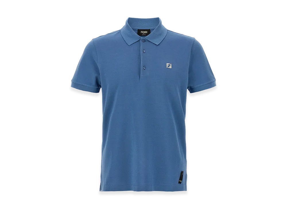 FENDI FF Metallic Logo Polo Shirt "Blue"