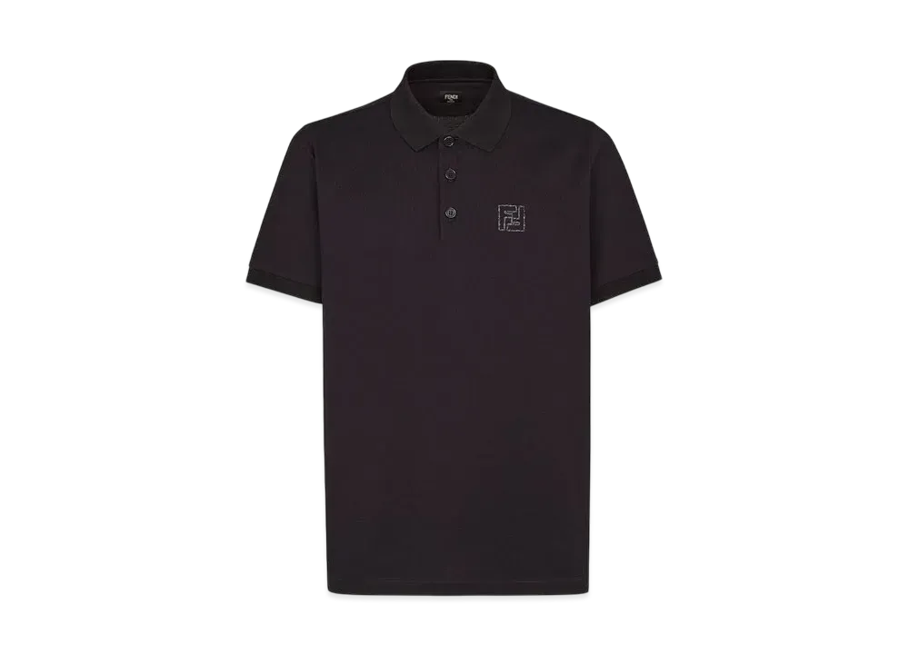 FENDI Men's Cotton Polo Shirt "Black"