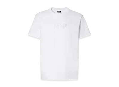 FENDI T-Shirt Slim FF Stiching 3D Emb M.J "White"