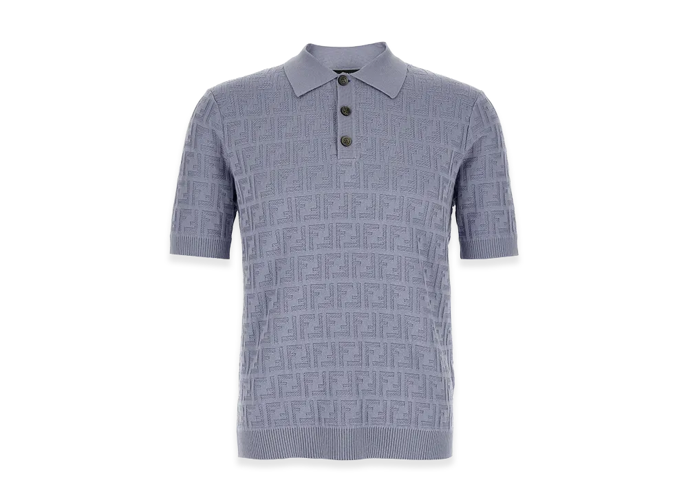 FENDI FF Cotton Polo Shirt "Light Blue"