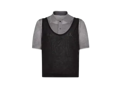 FENDI Men's Wool and Metallic Yarn Polo Shirt "Gray"