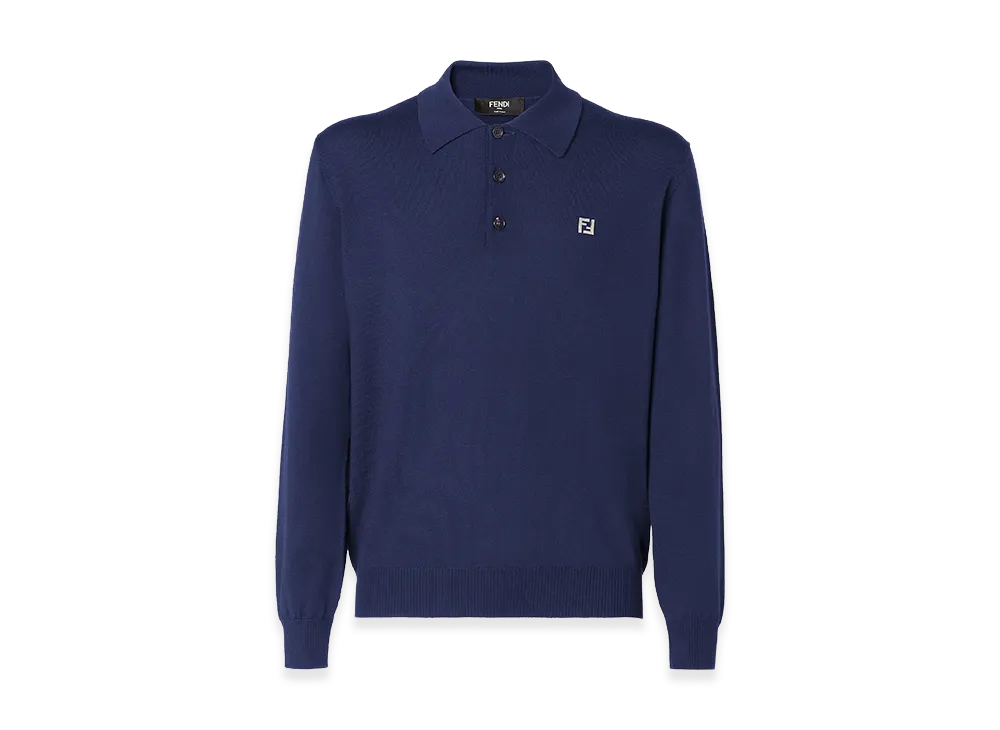 FENDI Long Sleeve Polo Shirt "Blue"