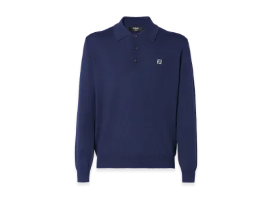FENDI Long Sleeve Polo Shirt "Blue"