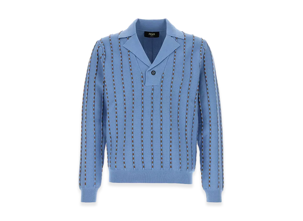 FENDI Cotton Polo Shirt "Cerulean Blue/Light Blue"