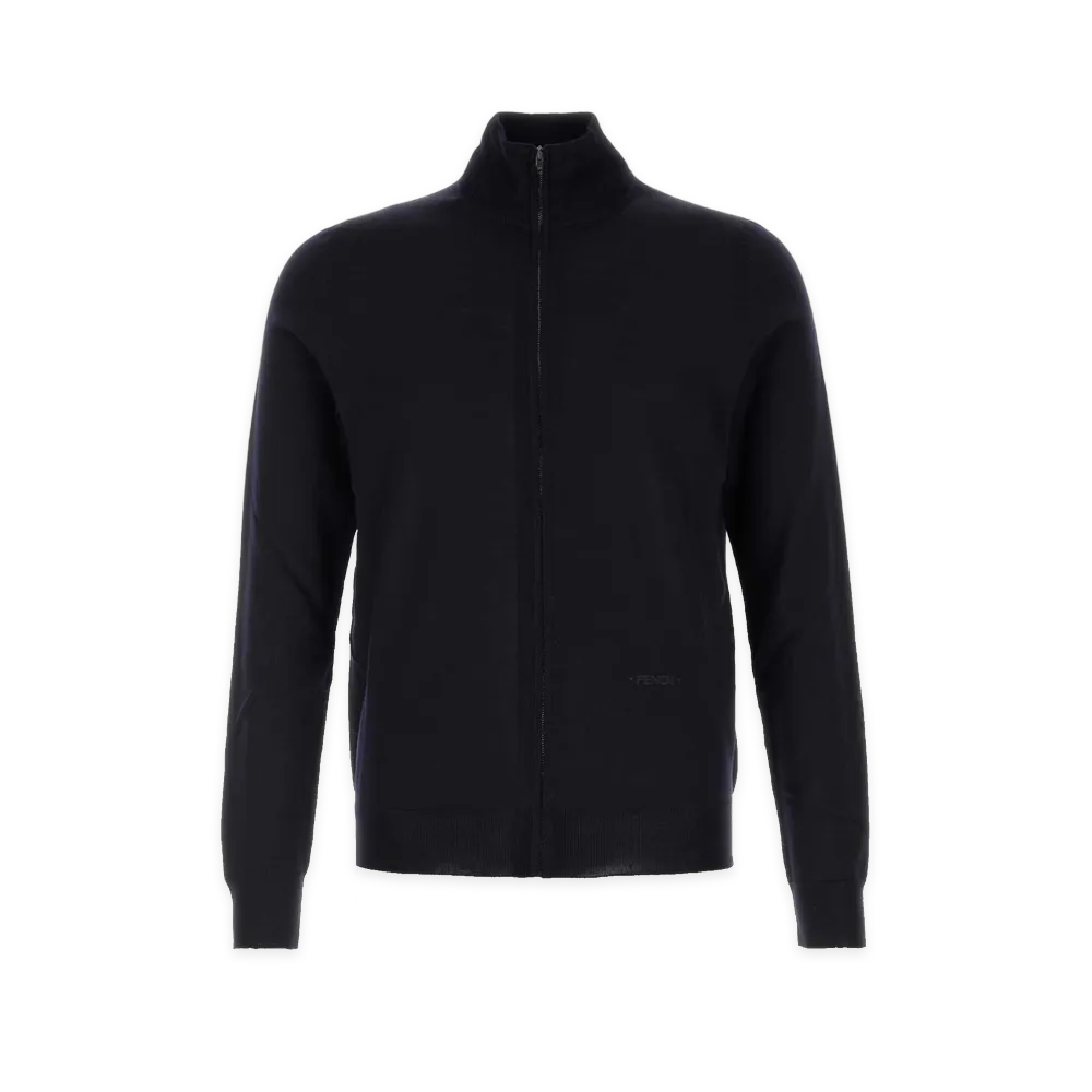 FENDI Stretch Wool Cardigan "Midnight Blue"