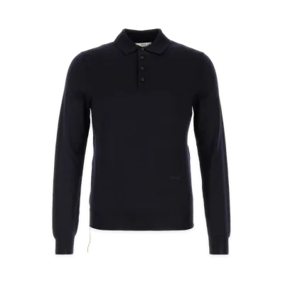 FENDI Stretch Wool Polo Shirt "Midnight Blue"