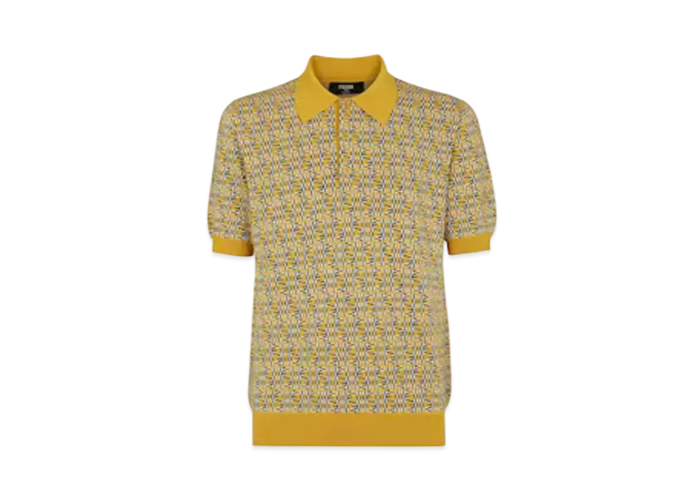 FENDI Men's FF Labyrinth Wool Polo Shirt "Yellow"