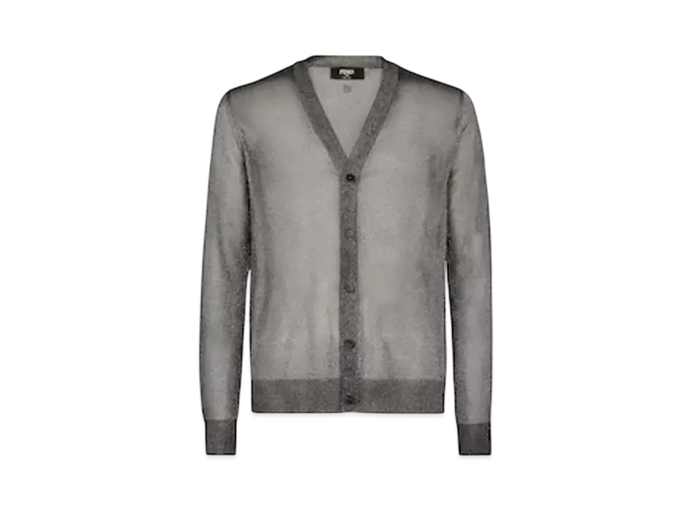FENDI Men's Metallic Yarn Cardigan "Black"