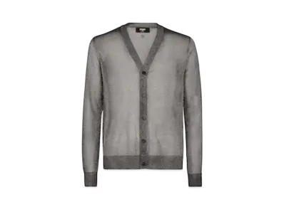 FENDI Men's Metallic Yarn Cardigan "Black"