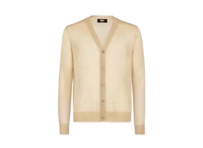FENDI Men's Metallic Yarn Cardigan "Gold"