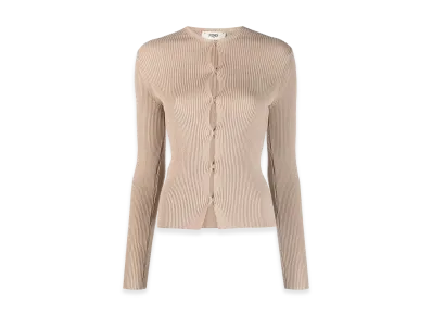 FENDI Women's Ribbed Cardigan "Beige"