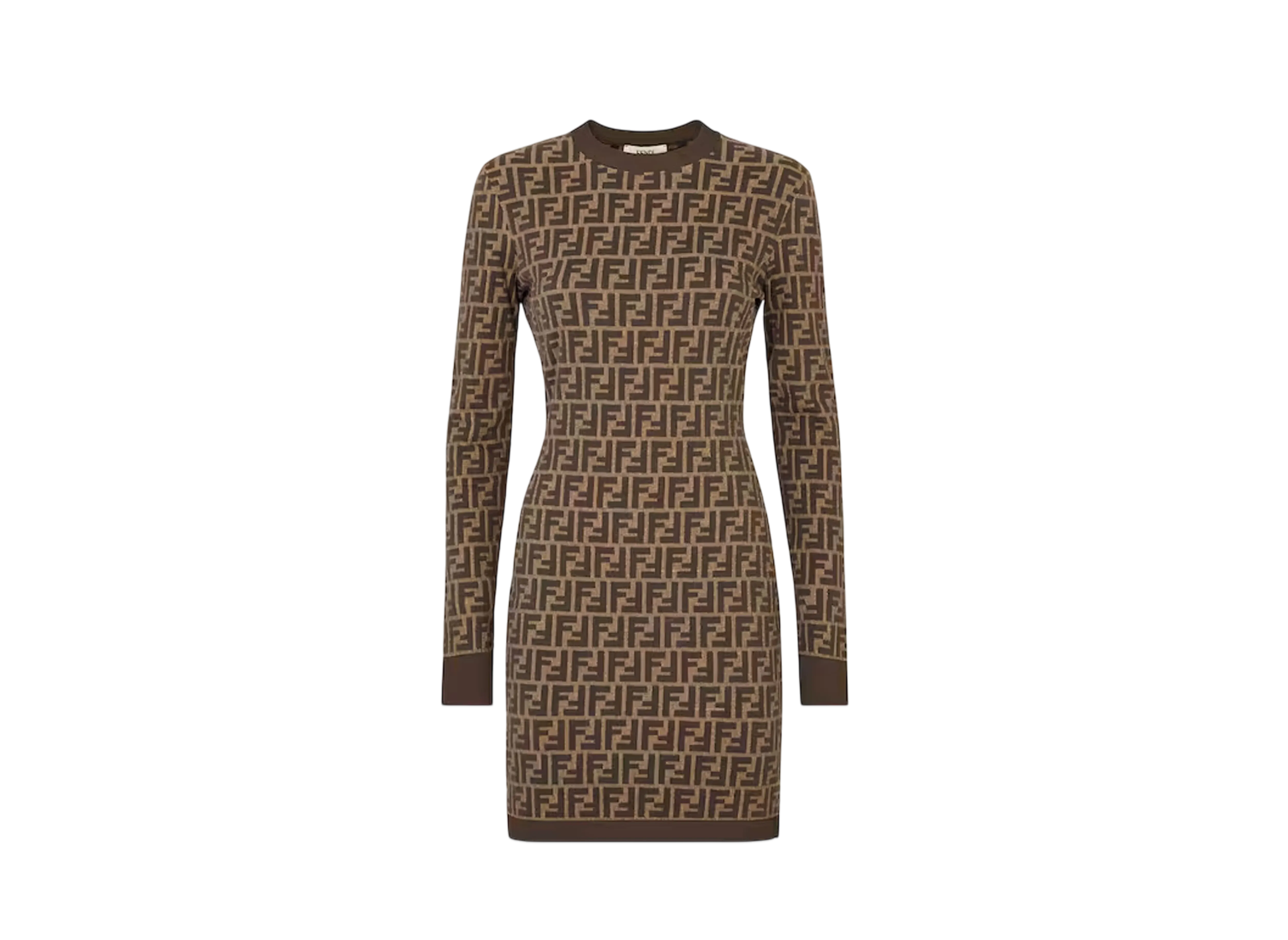 FENDI Women's FF Cotton Short Dress "Brown"