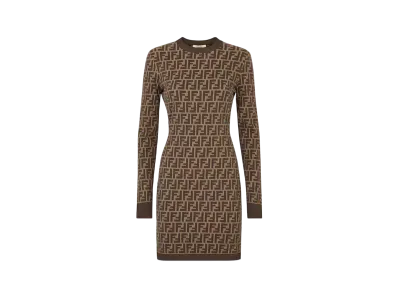 FENDI Women's FF Cotton Short Dress "Brown"