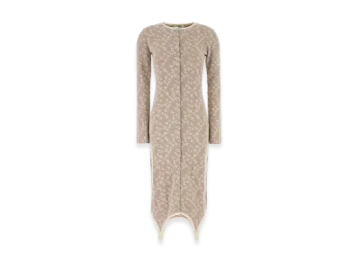 FENDI Women's Embroidered Cotton Blend Dress "Beige"