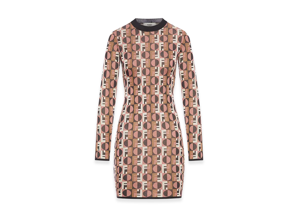 FENDI Women's Jacquard Viscose Dress "Pink/Multicolor"