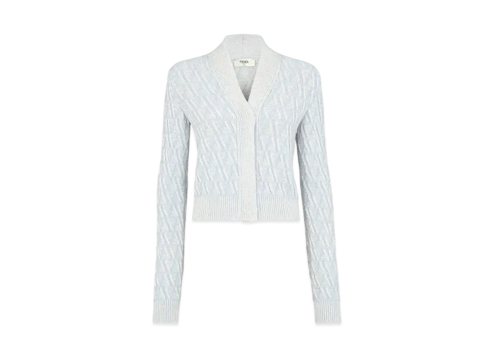 FENDI Women's FF Cashmere & Wool Cardigan "Light Blue"